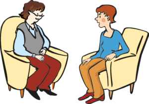 Zwei Frauen im Gespräch